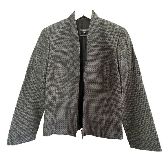 ZANELLA Made in Italy Blazer Gray Lined Zip Up Career Fitted Jacket Size 6 - Picture 6 of 11